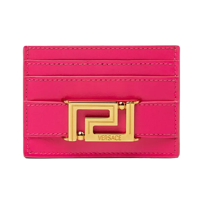 FANSIZHE Greca Goddess Cow Leather Wallet Card Holder Card Holder Women's Pink-0