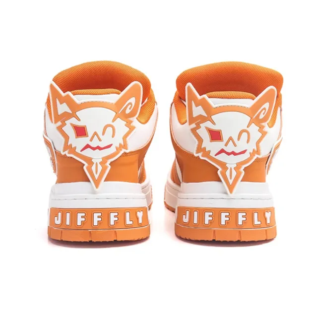 Jifffly Anti Slip And Wear Resistant Height Increasing Low Top Skateboard Shoes Unisex White Orange-5