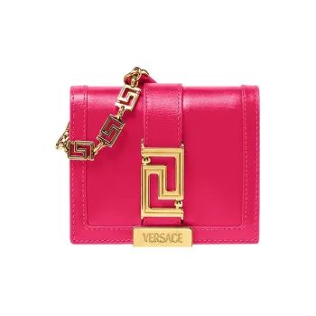 VERSACE Greca Goddess Cow Leather With Lambskin Decoration Shoulder Bag Crossbody Bag Wallet Women's Pink