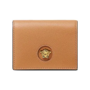 VERSACE La Medusa Leather Wallet Women's Brown