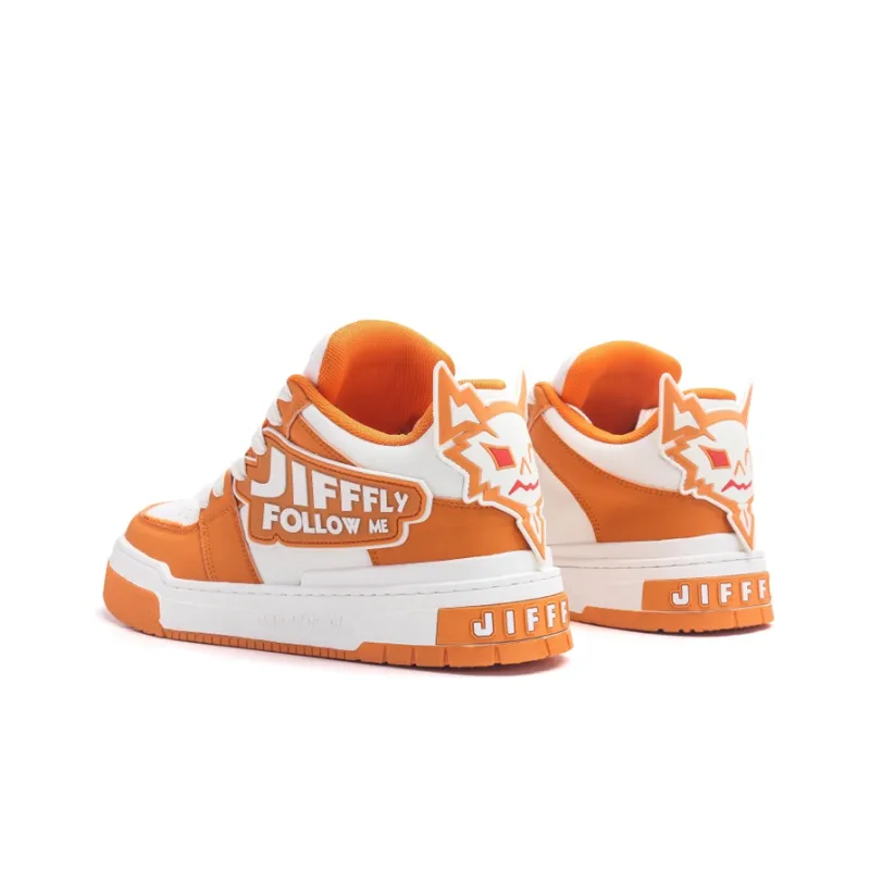 Jifffly Anti Slip And Wear Resistant Height Increasing Low Top Skateboard Shoes Unisex White Orange-3