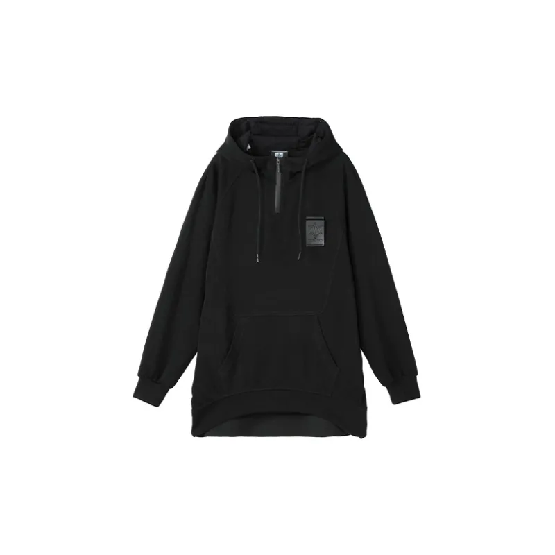 NORVINCY Oversized Hoodie With Half Open Collar From Trendy Brand Unisex Black-1
