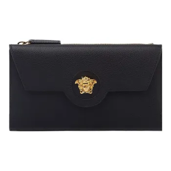 VERSACE La Medusa Sheepskin Wallet Women's Black