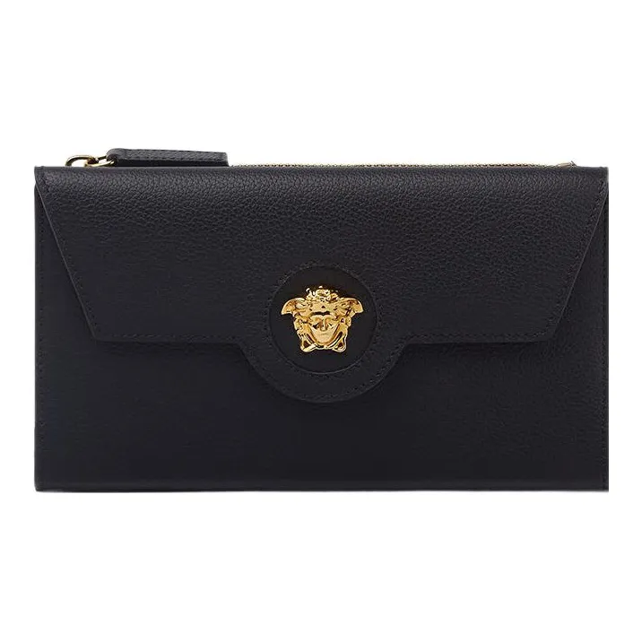 VERSACE La Medusa Sheepskin Wallet Women's Black-0