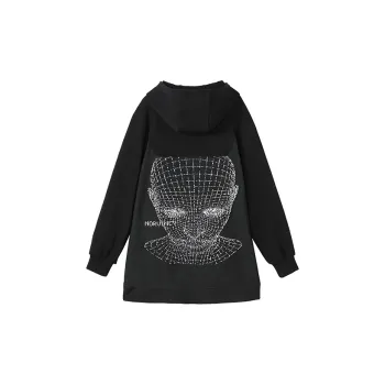 NORVINCY Oversized Hoodie With Half-Open Collar From Trendy Brand Unisex Black