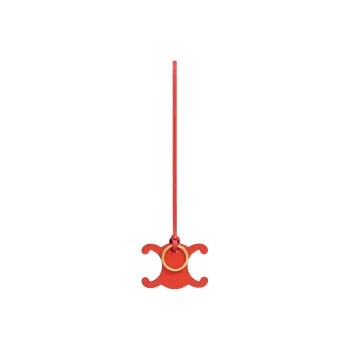 CELINE Triomphe Smooth Cow Leather Keychain Pendant Bag Accessory Women's Bright Red