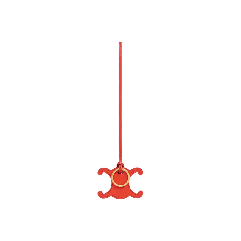 CELINE Triomphe Smooth Cow Leather Keychain Pendant Bag Accessory Women's Bright Red-0