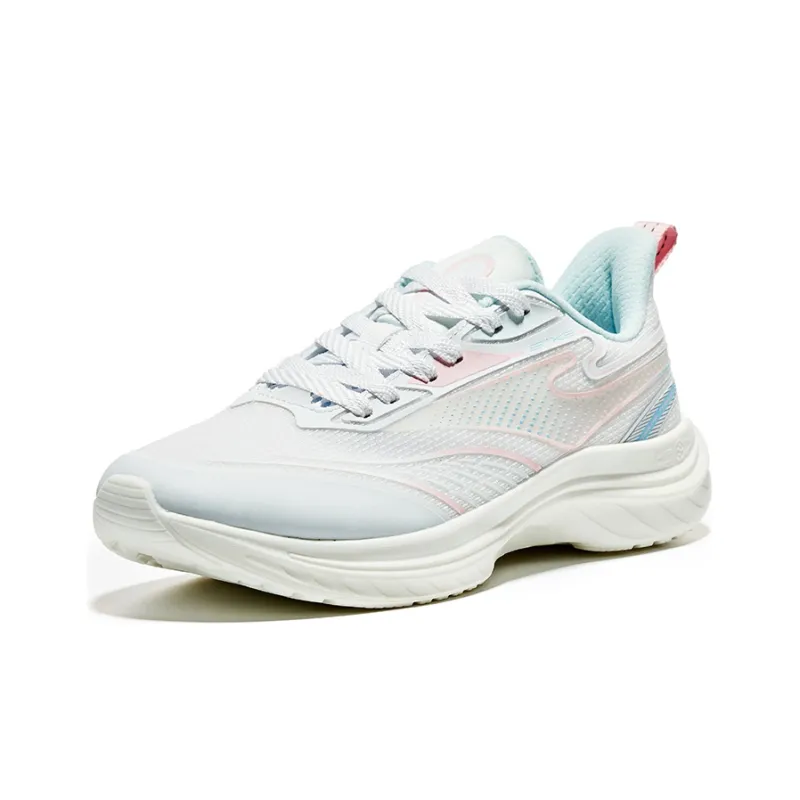 Erke Cloud Woven Anti Slip Wear Resistant Low Top Running Shoes Women's White Pink-2