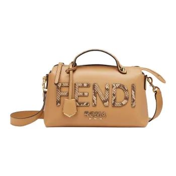FENDI By The Way Series Leather Boston Bag Shoulder Bag Crossbody Bag Handbag Medium Size Women's Brown