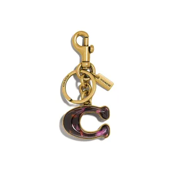 COACH Bag Charm Resin With Metal Accents Keychain Pull Rope Buckle Bag Pendant Women's Purple