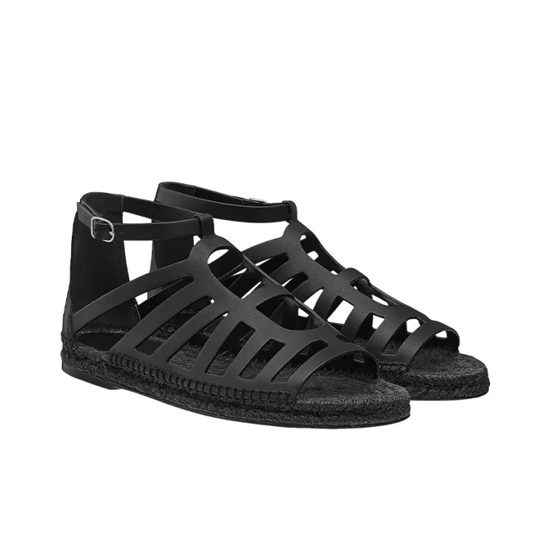 HERMES Costanza Roman Sandals Women's Black-3