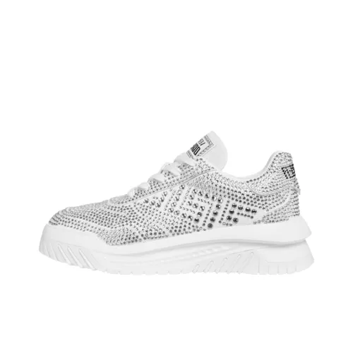 VERSACE Crystal-embellished Lace-up Sneakers
