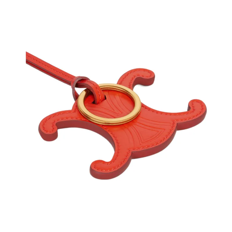 CELINE Triomphe Smooth Cow Leather Keychain Pendant Bag Accessory Women's Bright Red-2