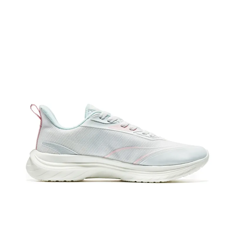 Erke Cloud Woven Anti Slip Wear Resistant Low Top Running Shoes Women's White Pink-1