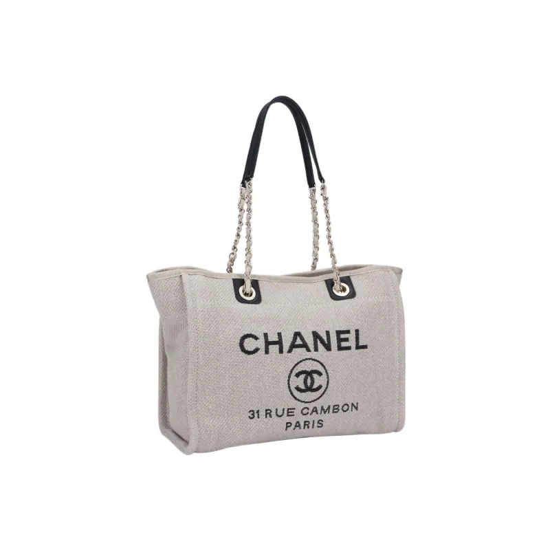 CHANEL Large Capacity Beach Bag, Tote Bag, Shopping Bag, Shoulder Bag, Handbag Medium Size Women's Beige-1