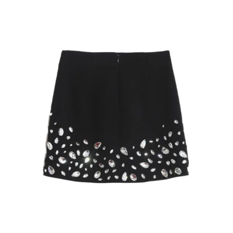 TCH Casual Short Skirts Women's Black With Silver Logo-1