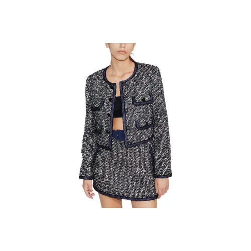 Self-portrait Cropped Coats Women's Mixed Black