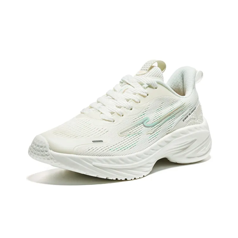 Erke Cushioning Anti-Slip And Wear-Resistant Low-Top Running Shoes Women's White Green-2