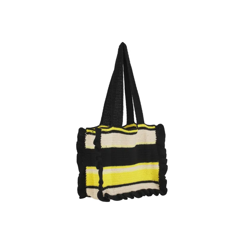 GANNI Organic Cotton Tote Bag Shopping Bag Shoulder Bag Handbag Women's Light Green/Black-1