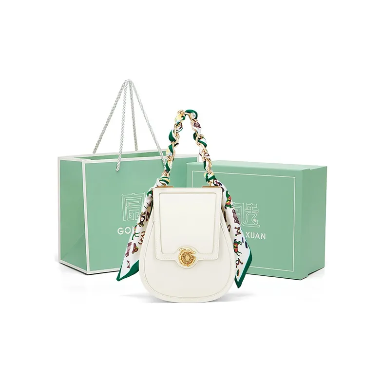 Gong Xuan Cow Leather Cell Phone Pouch, Crossbody Bag Trumpets Women's Elegant White Porcelain-0