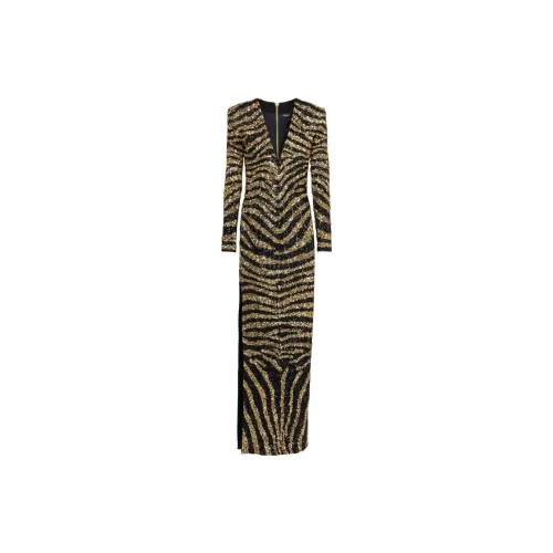 BALMAIN Long-Sleeved Dresses Women's Black/Gold