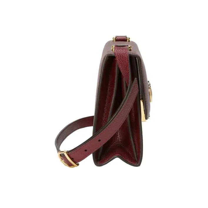 GUCCI Zumi Grained Leather Shoulder Bag Crossbody Bag Small Size Women's Burgundy-1