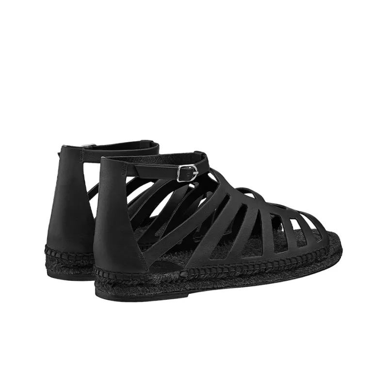 HERMES Costanza Roman Sandals Women's Black-4
