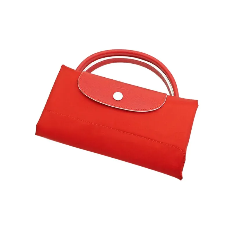 LONGCHAMP Le Pliage Cow Leather Trim Dumpling Bag Travel Bag Handbags Large Size Women's Red-3