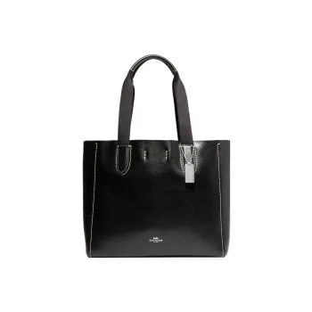 COACH Derby Pebbled Leather Tote Bag Shopping Bag Shoulder Bag Handbag Large Size Women's Black