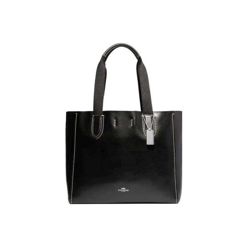 COACH Derby Pebbled Leather Tote Bag Shopping Bag Shoulder Bag Handbag Large Size Women's Black-0