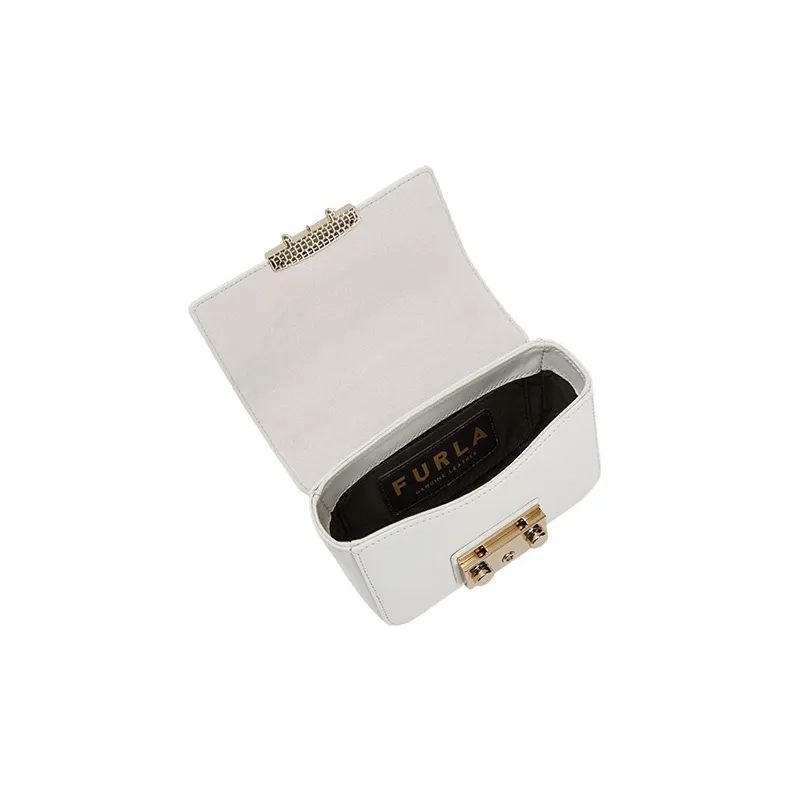 Furla Metropolis Collection Calfskin Shoulder Bag Crossbody Bag Mini Women's White-3