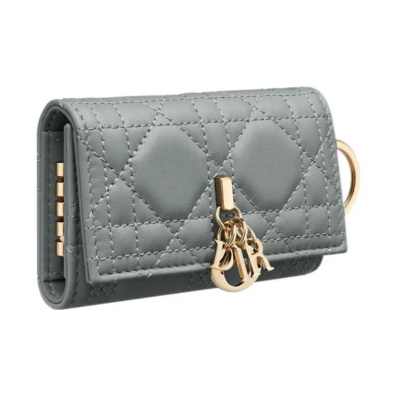 DIOR Lady Dior Lambskin Key Pouch Women's Cloud Blue-2