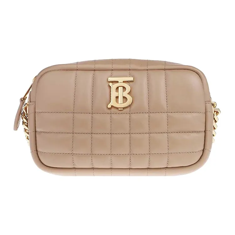 Burberry Quilted Leather Mini Lola Camera Bag Oat Beige/Gold tone-0