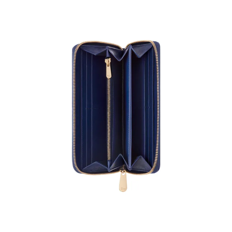 DIOR Lady Dior Quilting Lambskin Handheld Card Holder Wallet Women's Royal Blue-3