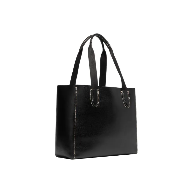 COACH Derby Pebbled Leather Tote Bag Shopping Bag Shoulder Bag Handbag Large Size Women's Black-1