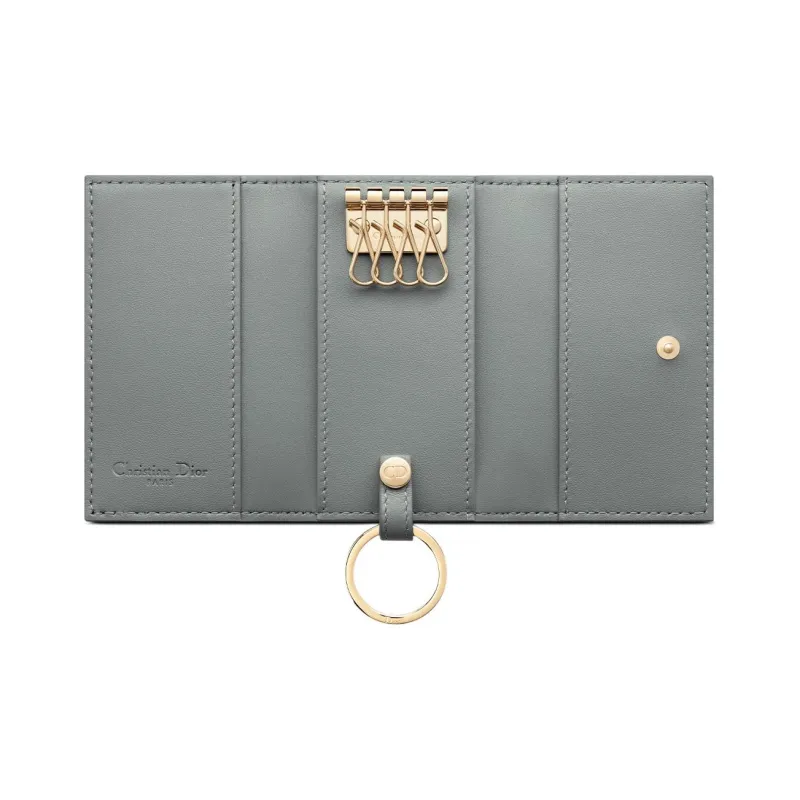 DIOR Lady Dior Lambskin Key Pouch Women's Cloud Blue-3