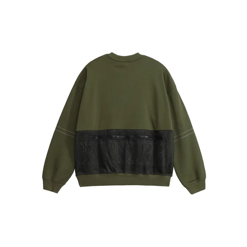 FLOAT Crew Neck Loose Fit Sweatshirt Unisex Army Green-1