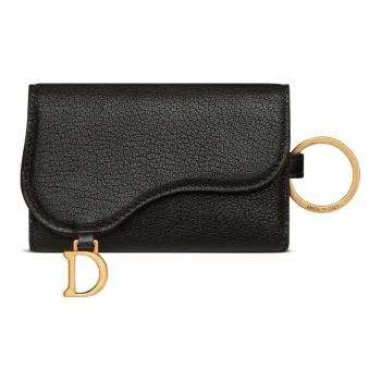 DIOR Saddle Goatskin Key Pouch Women's Black