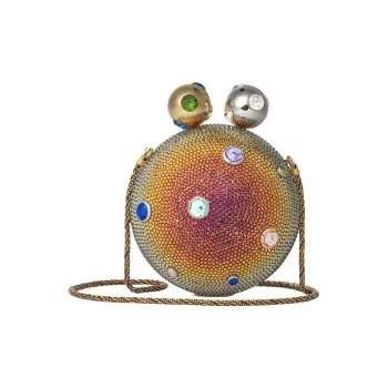 GUCCI Crystal Metal All-over Evening Party Bag One Shoulder Crossbody Clutch Women's Multicolor