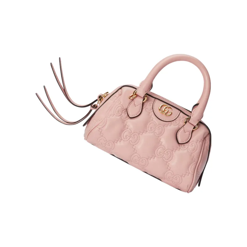 GUCCI GG Matelassé Leather Controller Boston Bag Shoulder Bags Handbags Mini Women's Light Pink-2