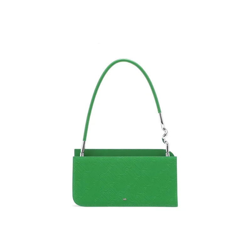 IAB Cow Leather Shoulder Bag Regular Women's Midnight Black/Daylily Purple/Grass Green-2
