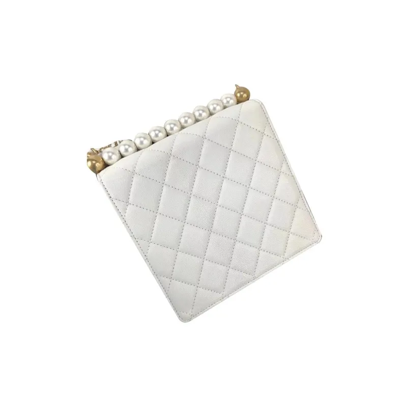 CHANEL Classic Flap CF Leather Shoulder Bag, Crossbody Bag Trumpets Women's White-1
