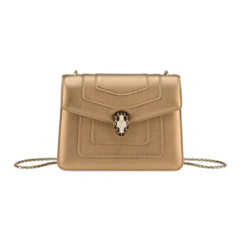 BVLGARI Serpenti Forever Series Calfskin Shoulder Bag Crossbody Bag Small Size Women's Gold