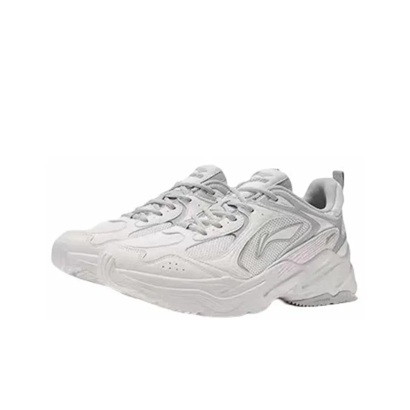 LiNing Cushioning Anti Slip And Wear Resistant Support Low Top Casual Running Shoes Men's White Gray-2