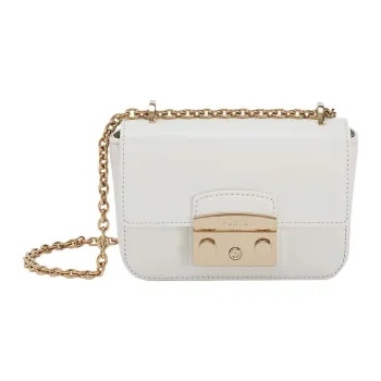 Furla Metropolis Collection Calfskin Shoulder Bag Crossbody Bag Mini Women's White
