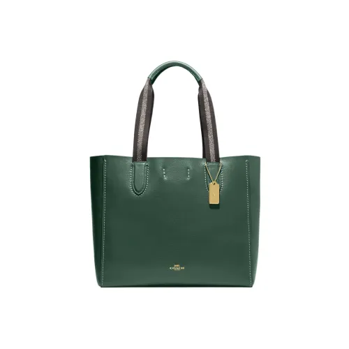 COACH Derby Pebbled Leather Tote Bag Shopping Bag Shoulder Bag Handbag Large Size Women's Green