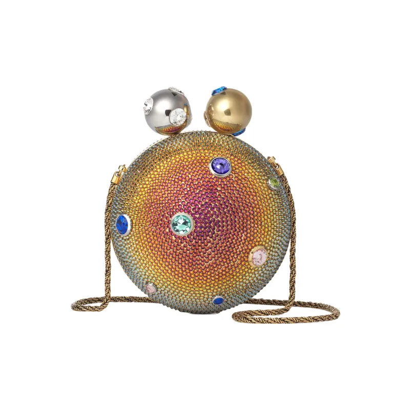 GUCCI Crystal Metal All-over Evening Party Bag One Shoulder Crossbody Clutch Women's Multicolor-3