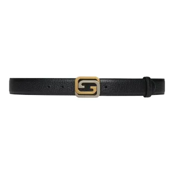 GUCCI Square Interlocking Buckle G Smooth Buckle Leather Belts Men's Width  3CM