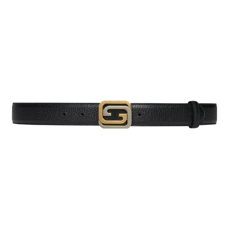 GUCCI Square Interlocking Buckle G Smooth Buckle Leather Belts Men's Width  3CM-0