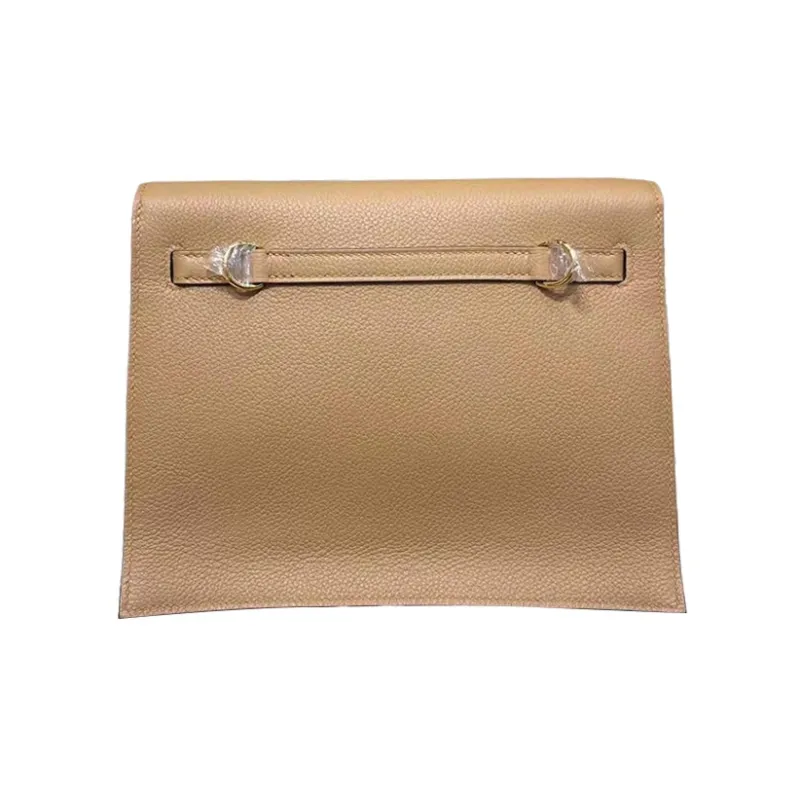 HERMES Kelly Danse Evercolor Calfskin One Shoulder Crossbody Clutches Women's 0M Chai Milk Tea Beige-3